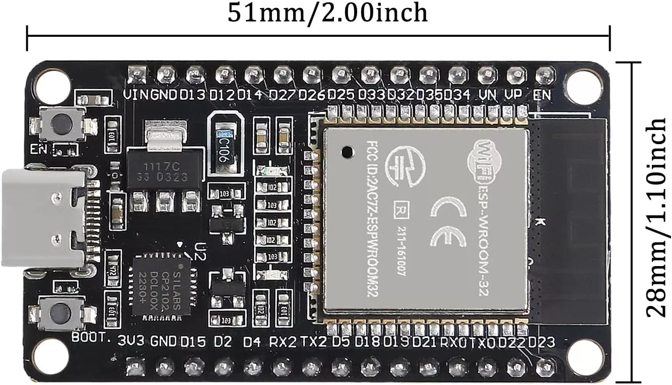 برد توسعه ESP32 با مبدل CP2102 دارای WiFi و Bluetooth مدل 30 پایه Type-C 2 برد توسعه ESP32 با مبدل CP2102 دارای WiFi و Bluetooth مدل 30 پایه Type-C