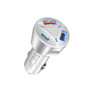 شارژر فندکی 55 وات سه پورت با QC 3.0 و USB-C PD