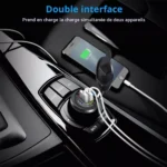 شارژر فندکی خودرویی روپنلی گرد با دو خروجی USB فست شارژ